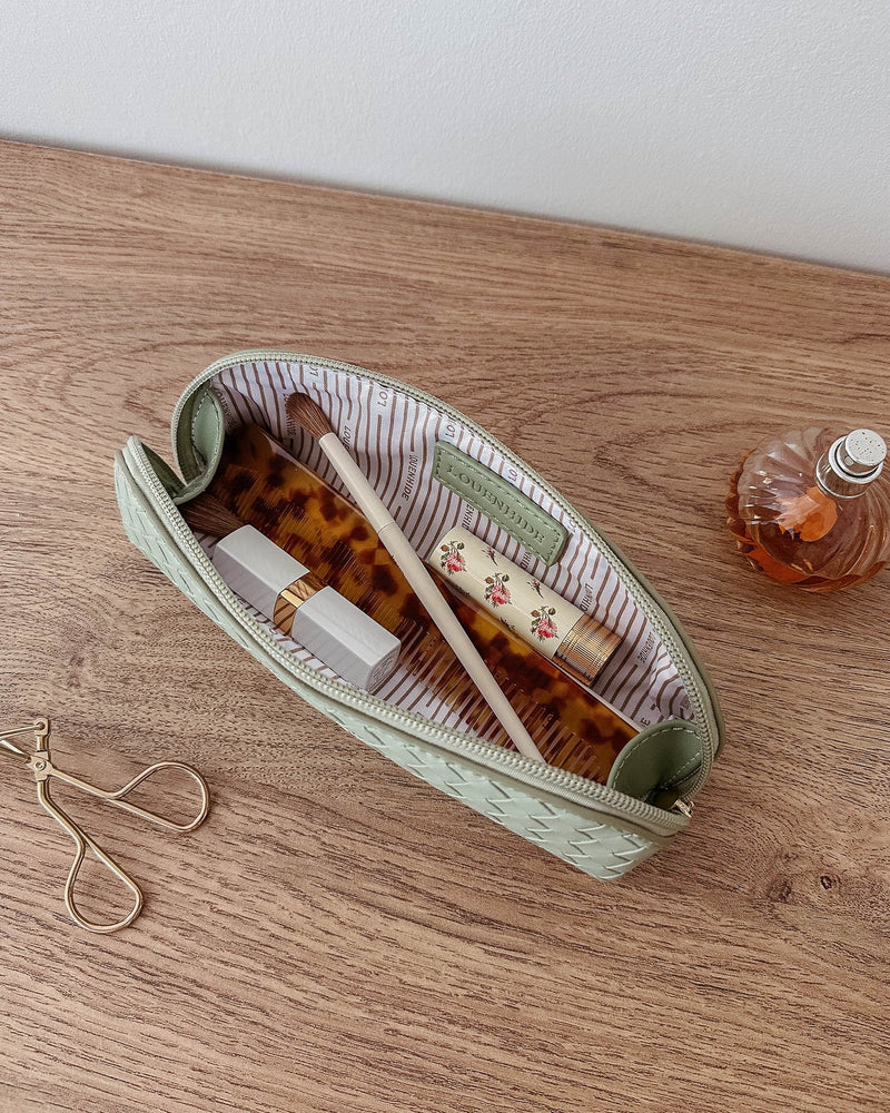 JAYNE WOVEN MAKEUP BAG SAGE GREEN