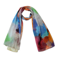 ABSTRACT COTTON VOILE DESIGNER SCARF