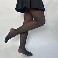 FLEX FIT FLEECE LINED TIGHTS PLUS SIZE DOUBLE SEAM NUDE/BLACK