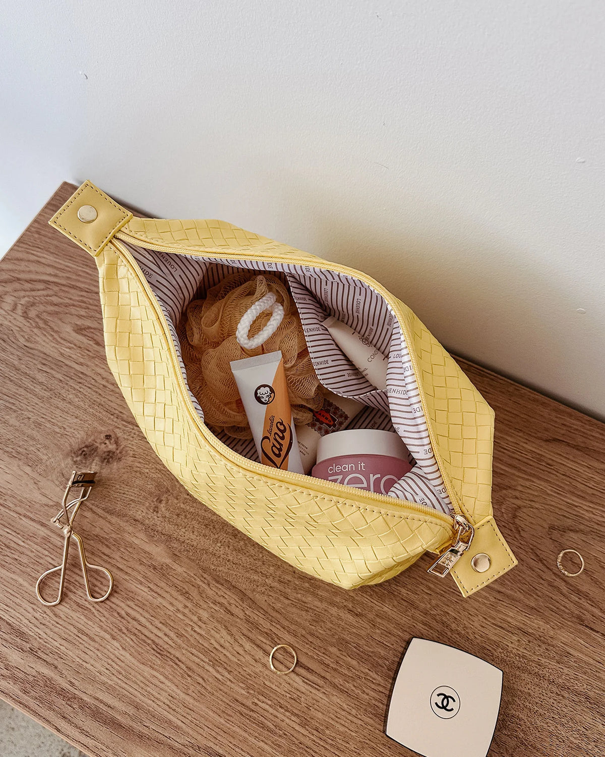 LUCINDA WOVEN COSMETIC CASE BUTTER