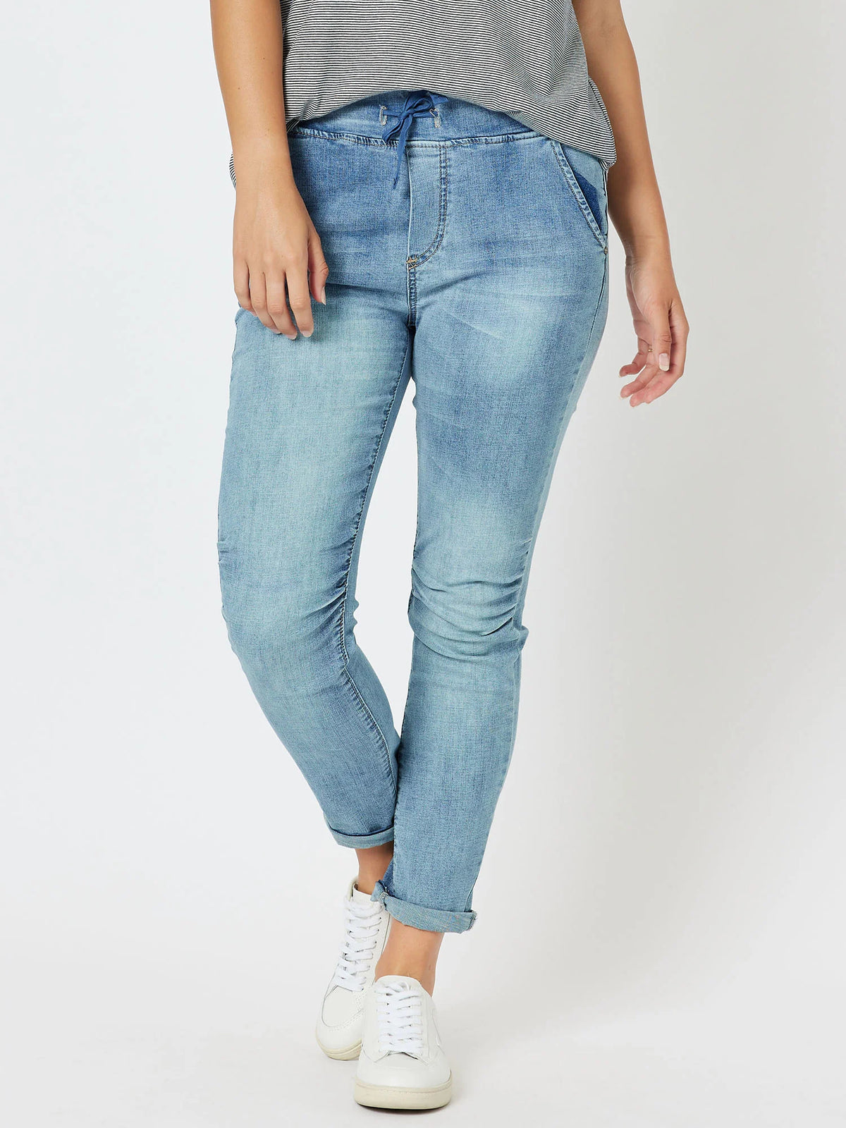 TIE FRONT LONDON JOGGER JEAN DENIM