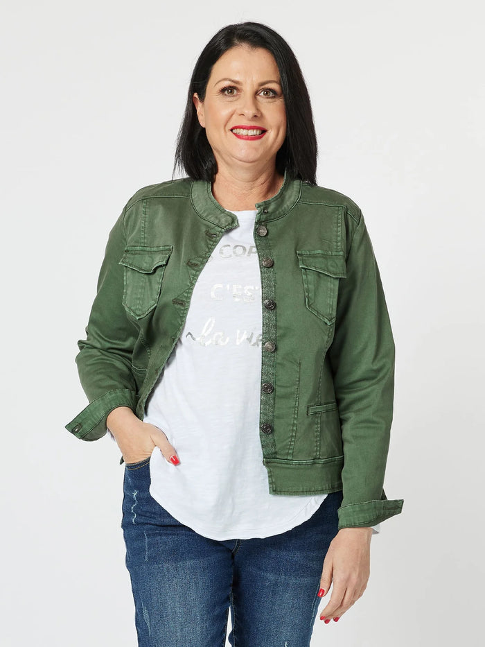 MAGGIE DENIM JACKET KHAKI