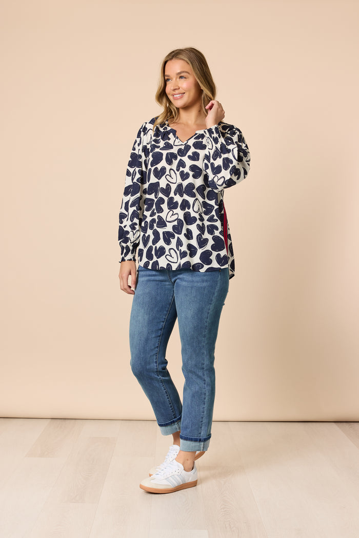 LUNA HEART TOP NAVY IVORY