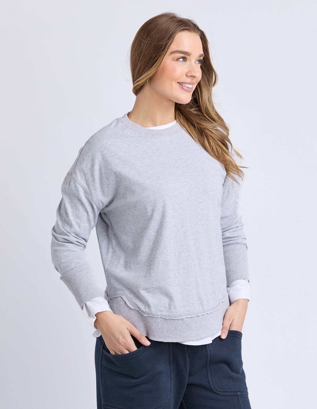 FARRAH LONG SLEEVE GREY MARLE