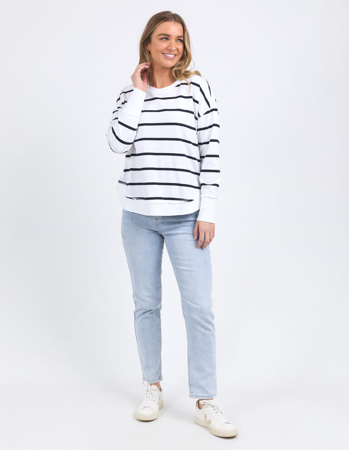 FARRAH STRIPE LONG SLEEVE WHITE/NAVY
