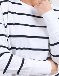 FARRAH STRIPE LONG SLEEVE WHITE/NAVY