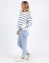 FARRAH STRIPE LONG SLEEVE WHITE/NAVY