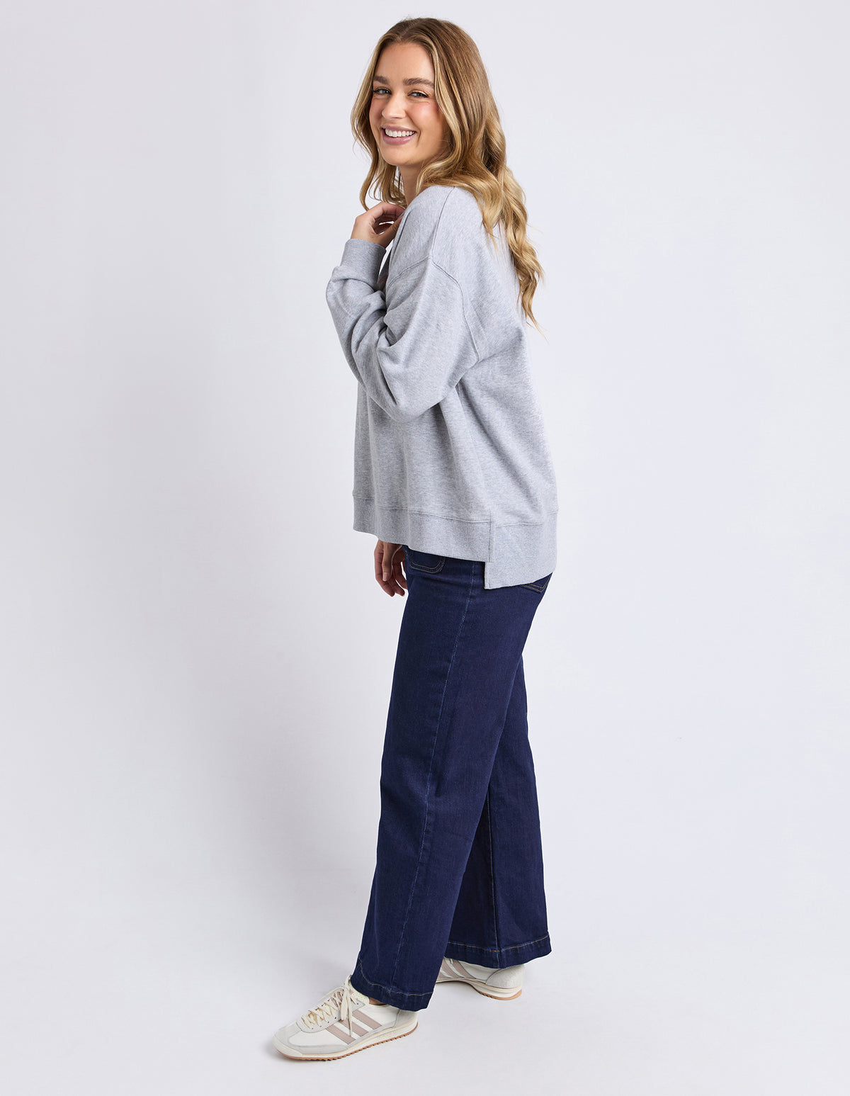 EFFORTLESS CONTRAST CREW GREY MARLE