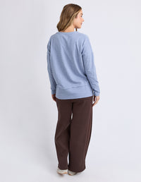 EDDIE STRIPE TOP DUSKY BLUE