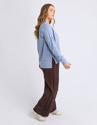 EDDIE STRIPE TOP DUSKY BLUE