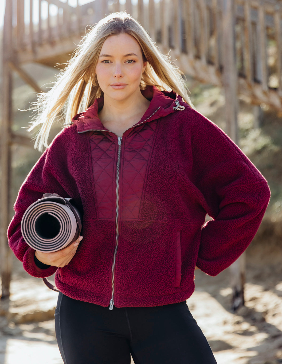 FREEDOM QUILTED FLEECE JACKET PLUM