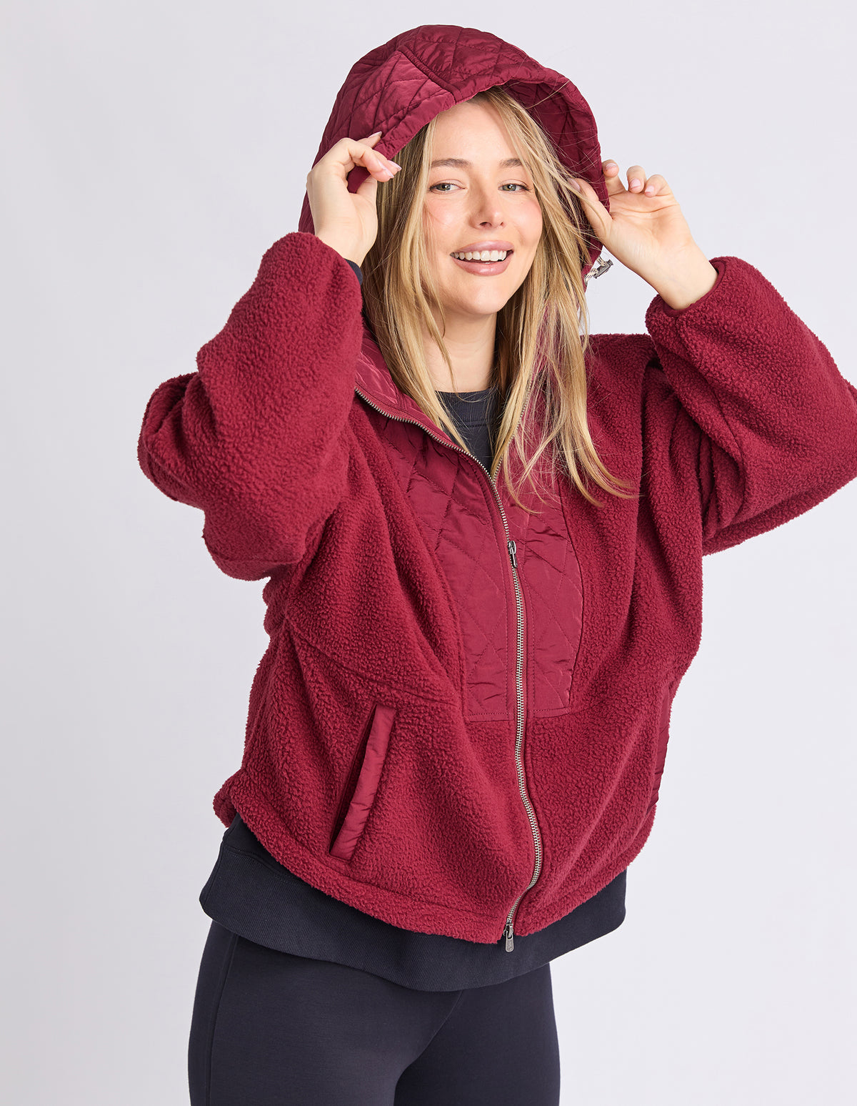 FREEDOM QUILTED FLEECE JACKET PLUM