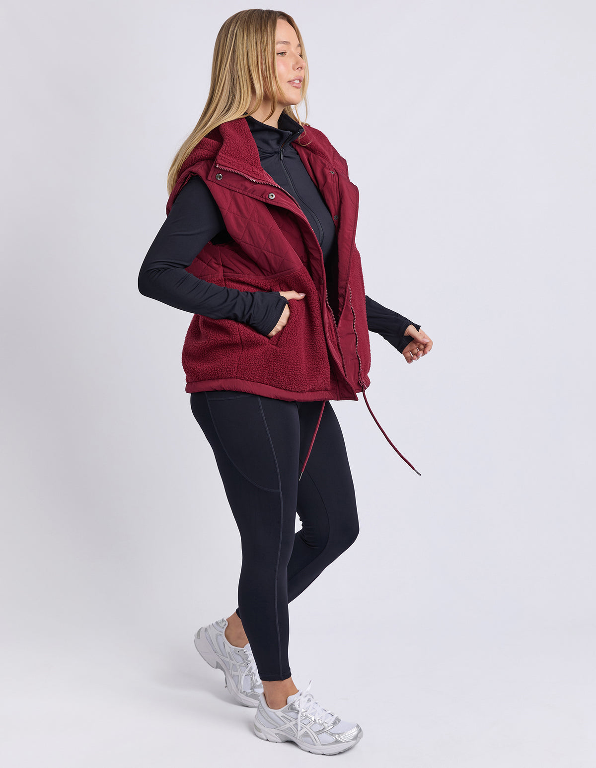 FREEDOM QUILTED FLEECE VEST PLUM
