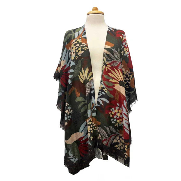 TROPICAL MERINO WOOL TRAVEL CAPE