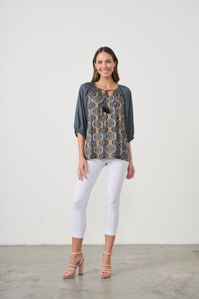 KOSMOS PRINT BLOUSE RAGLAN SLEEVE