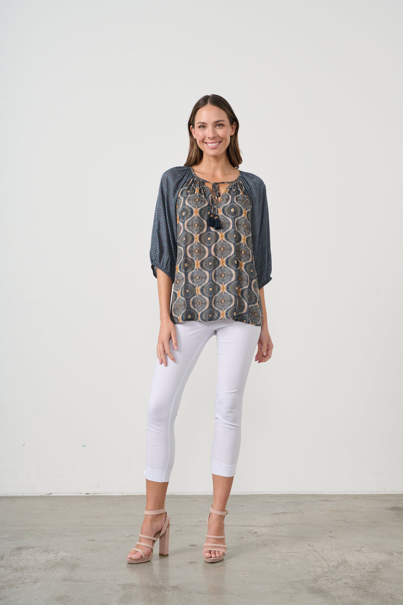 KOSMOS PRINT BLOUSE RAGLAN SLEEVE
