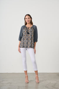 KOSMOS PRINT BLOUSE RAGLAN SLEEVE