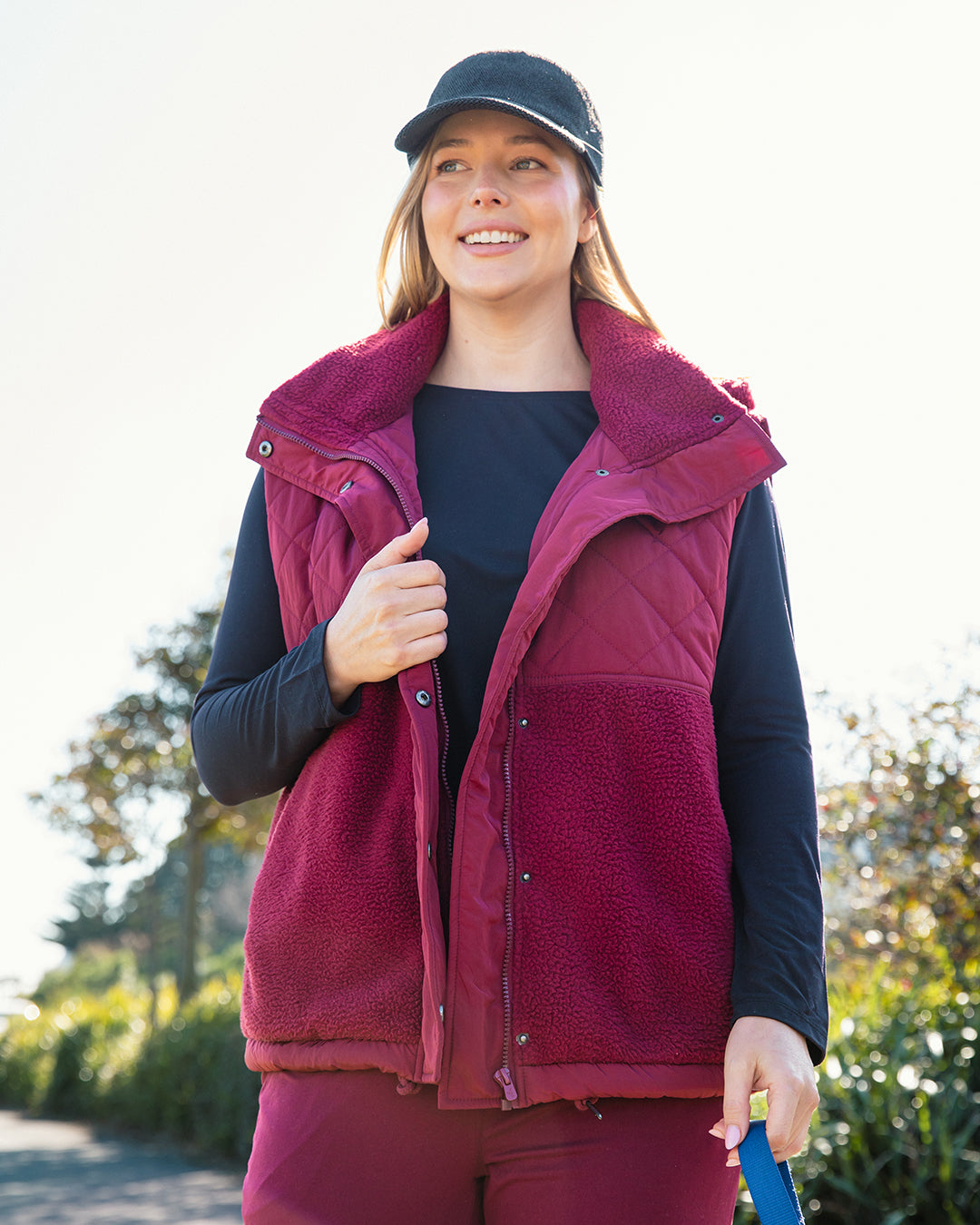 FREEDOM QUILTED FLEECE VEST PLUM