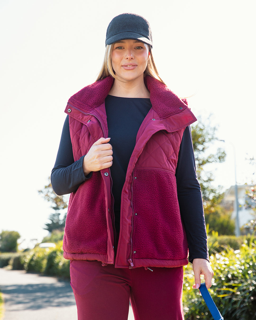 FREEDOM QUILTED FLEECE VEST PLUM