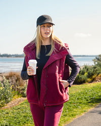 FREEDOM QUILTED FLEECE VEST PLUM
