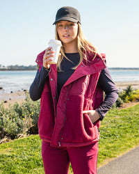 FREEDOM QUILTED FLEECE VEST PLUM