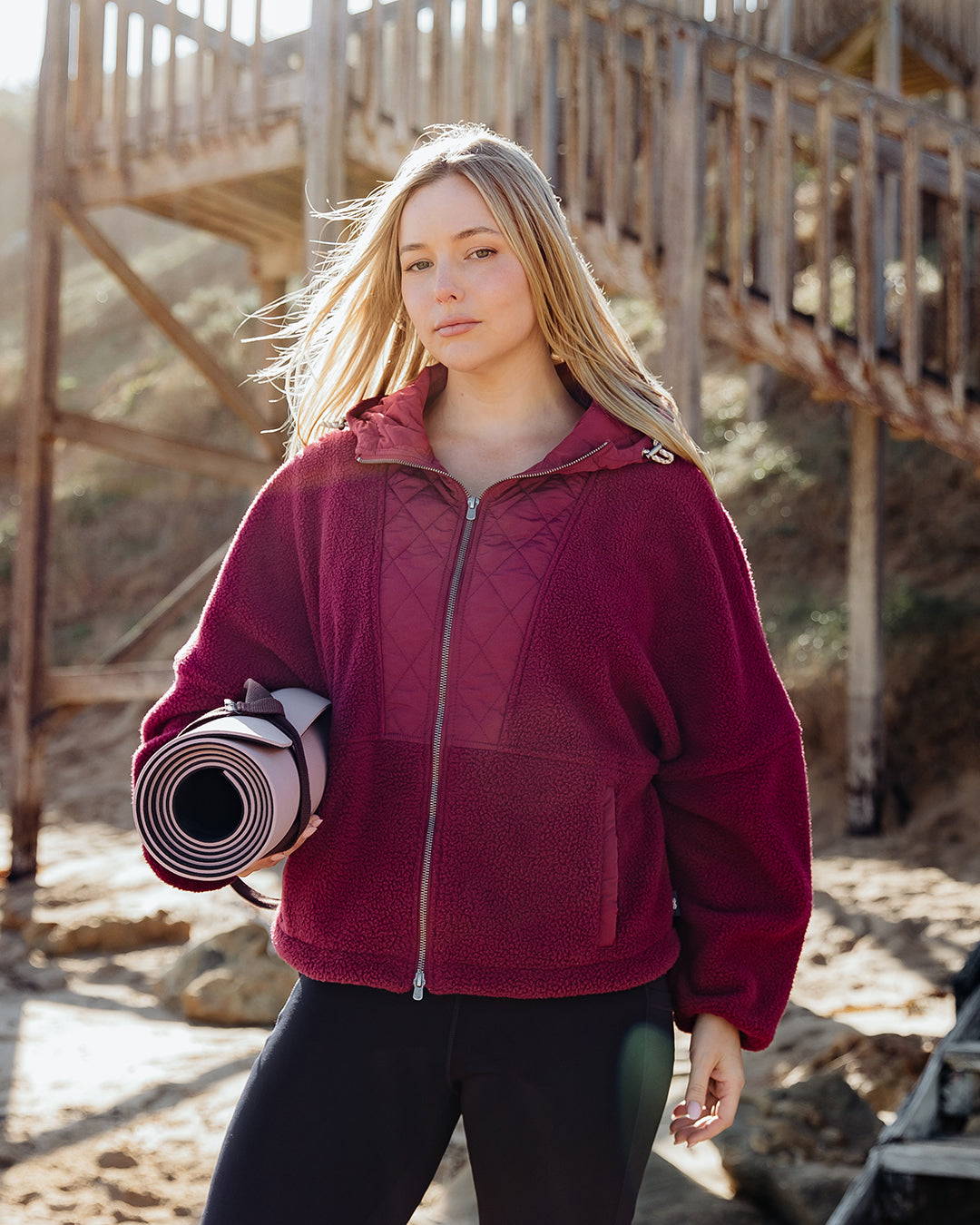 FREEDOM QUILTED FLEECE JACKET PLUM
