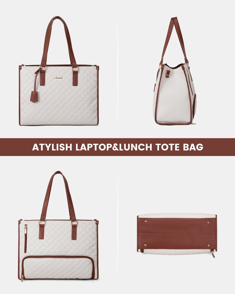 MADDIE LAPTOP COOLER BAG QUILTED VANILLA/TAN