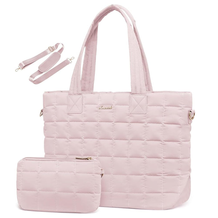 EDEN 15.6 INCH QUILTED LAPTOP BAG BLUSH PINK