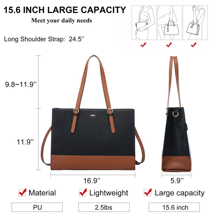 ANNABELLE LAPTOP BAG TWO TONE BLACK/TAN