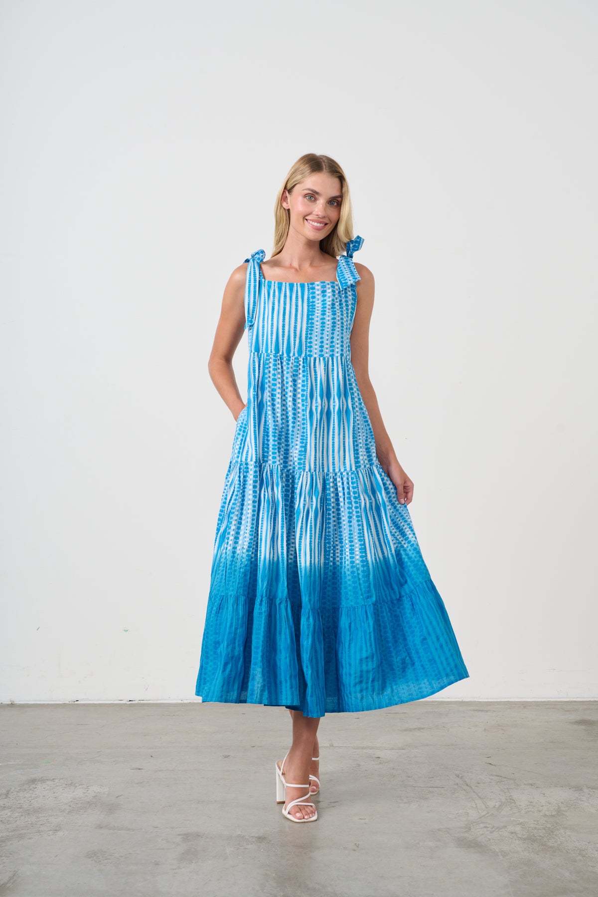 DIP DYE DRESS TIE STRAPS ELECTRIC BLUE