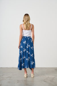 ELASTIC WAIST SKIRT PALMS PRINT