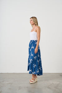 ELASTIC WAIST SKIRT PALMS PRINT