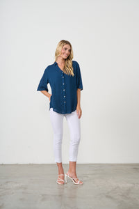 SEERSUCKER SHIRT SIDE POCKETS OXFORD BLUE
