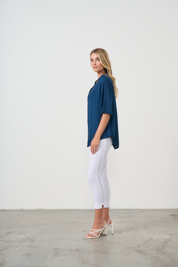 SEERSUCKER SHIRT SIDE POCKETS OXFORD BLUE