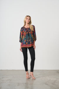 TIE NECK BLOUSE TROPICAL PRINT