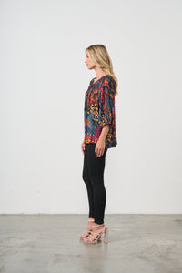 TIE NECK BLOUSE TROPICAL PRINT