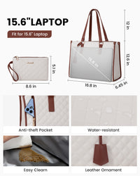 MADDIE LAPTOP COOLER BAG QUILTED VANILLA/TAN