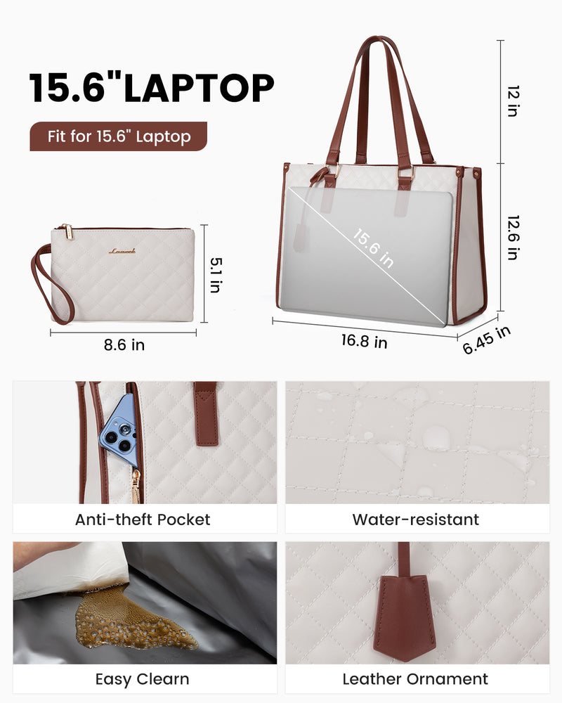 MADDIE LAPTOP COOLER BAG QUILTED VANILLA/TAN