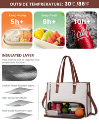 MADDIE LAPTOP COOLER BAG QUILTED VANILLA/TAN