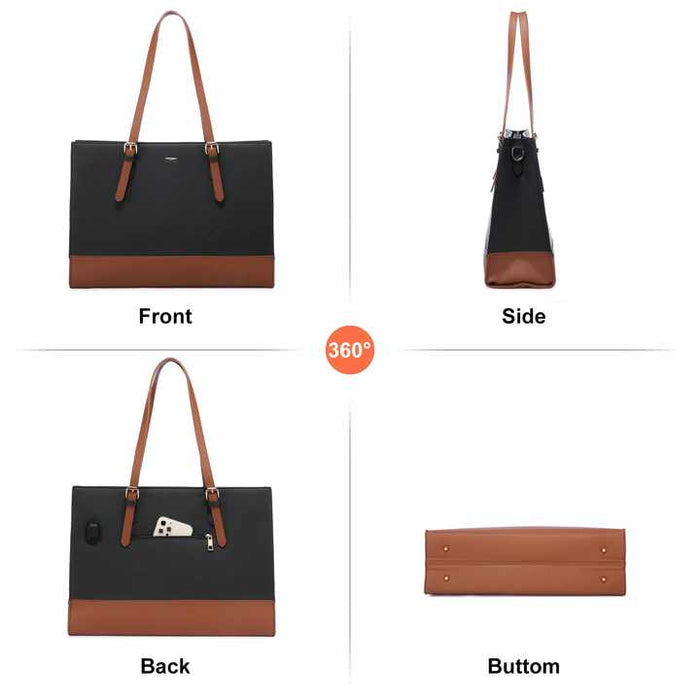 ANNABELLE LAPTOP BAG TWO TONE BLACK/TAN