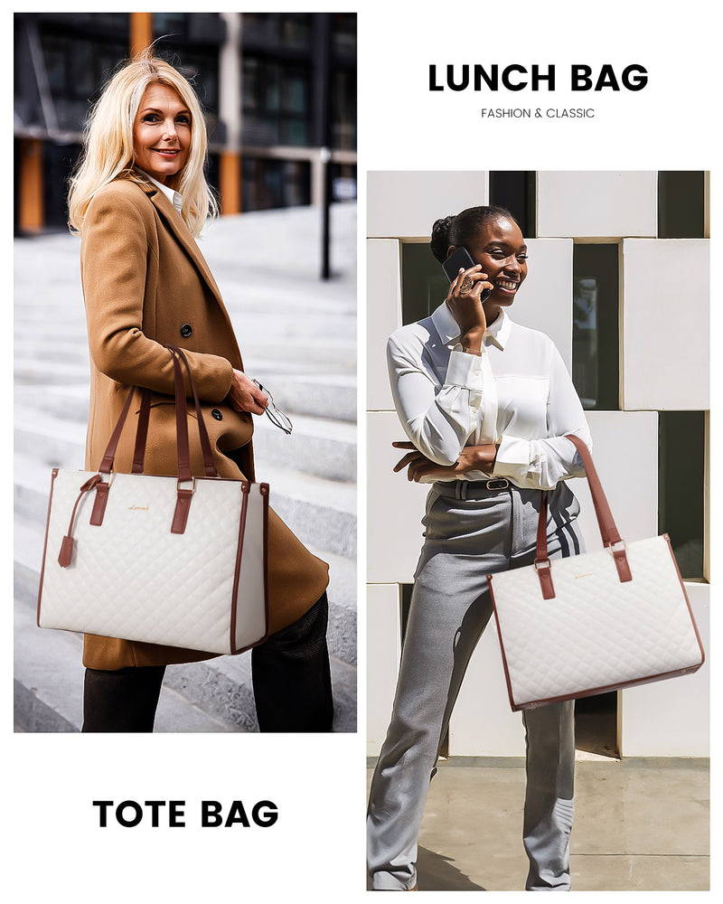 MADDIE LAPTOP COOLER BAG QUILTED VANILLA/TAN