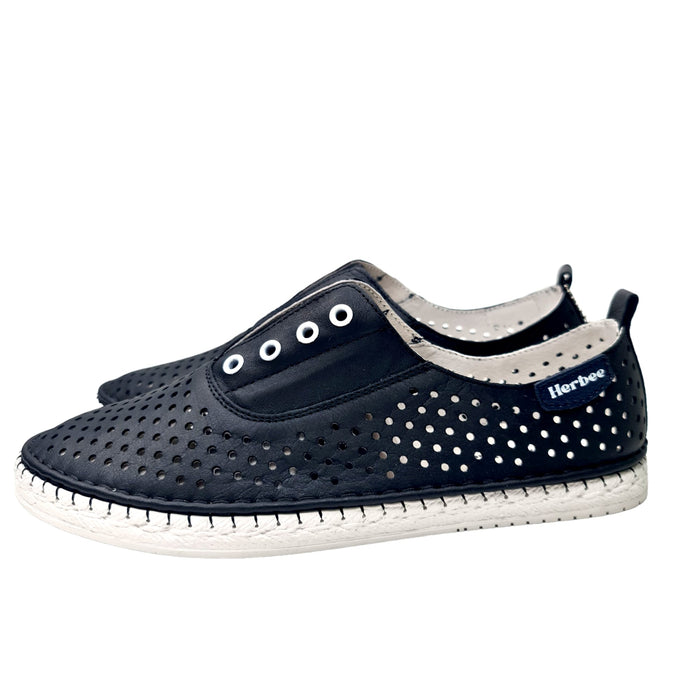 LEATHER VERA SHOES LINEN TURKISH BLACK