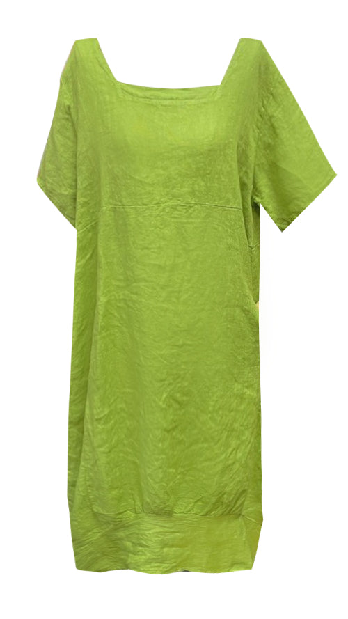 MID SLEEVE LINEN MAXI DRESS IVY GREEN