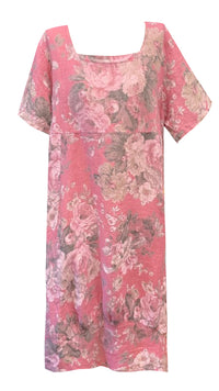 MID SLEEVE LINEN MAXI DRESS SCARLETT ROSE BERRY PINK