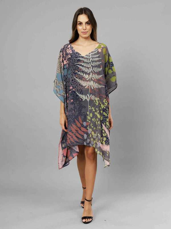 FLORAL PRINT LONG SILK KAFTAN