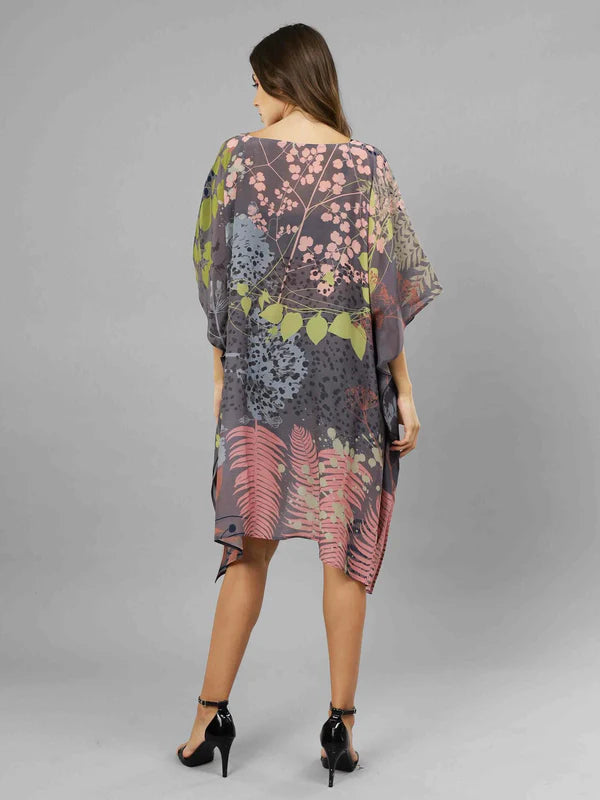 FLORAL PRINT LONG SILK KAFTAN