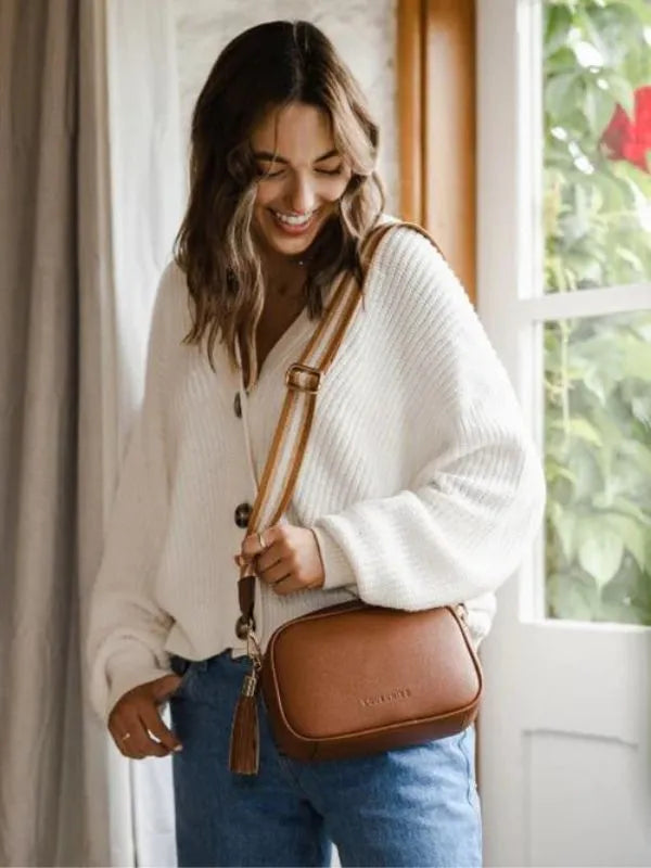 Louenhide Laptop Bags Vegan Leather Bags NZ Crossbody Tan Handbag