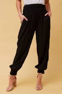 HAREM PANT VISCOSE FLAT POCKET BLACK