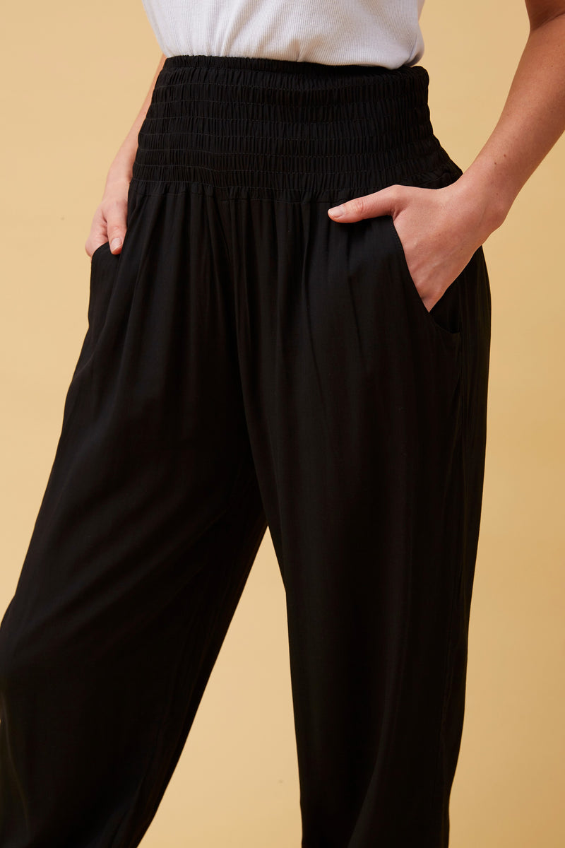 HAREM PANT VISCOSE FLAT POCKET BLACK