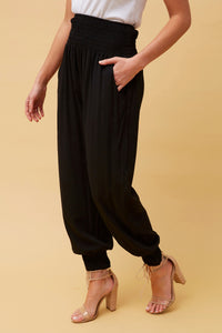 HAREM PANT VISCOSE FLAT POCKET BLACK